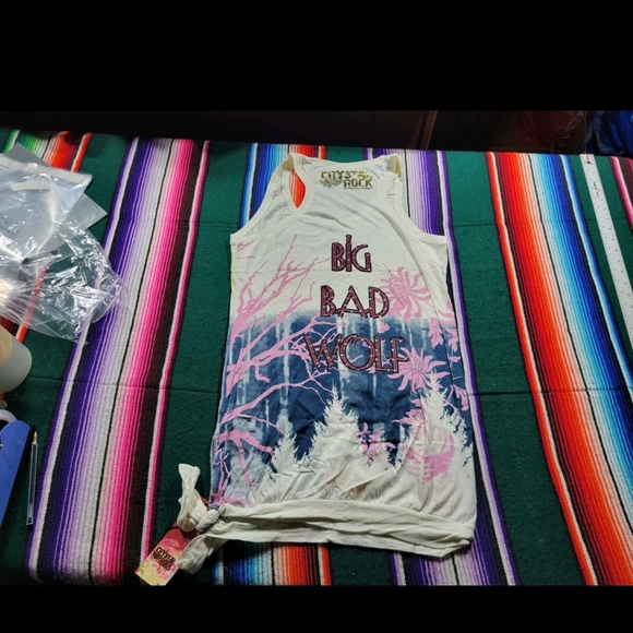 NWT Crystal Rock By Christan Audiguer Red Riding Hood Tank Top. M - Picture 5 of 8